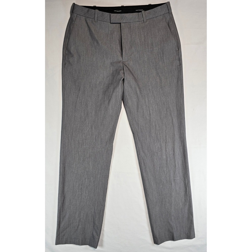Van Heusen Flex Mens Straight Fit Dress Pants Gray Stretch Trousers 30x30